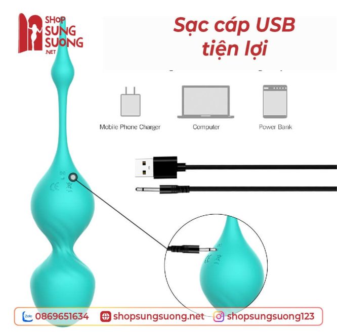 Sạc trứng rung dễ dàng với cáp USB