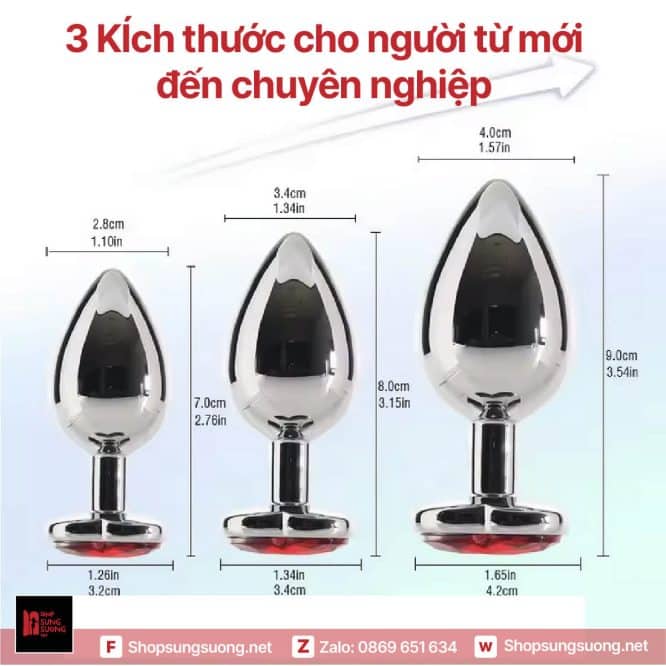 3 kích thước để nhét lỗ đít nàng