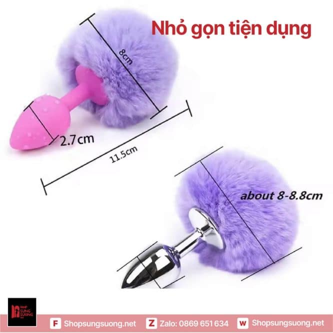 Kích thước phích cắm hậu môn hình cục bông